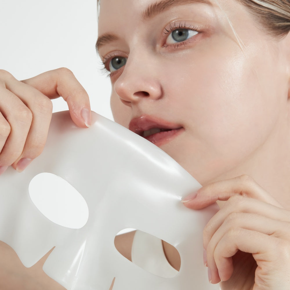 Model before wearing the mask