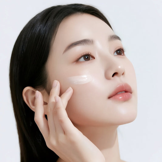 A woman applying Vinne cushion foundation