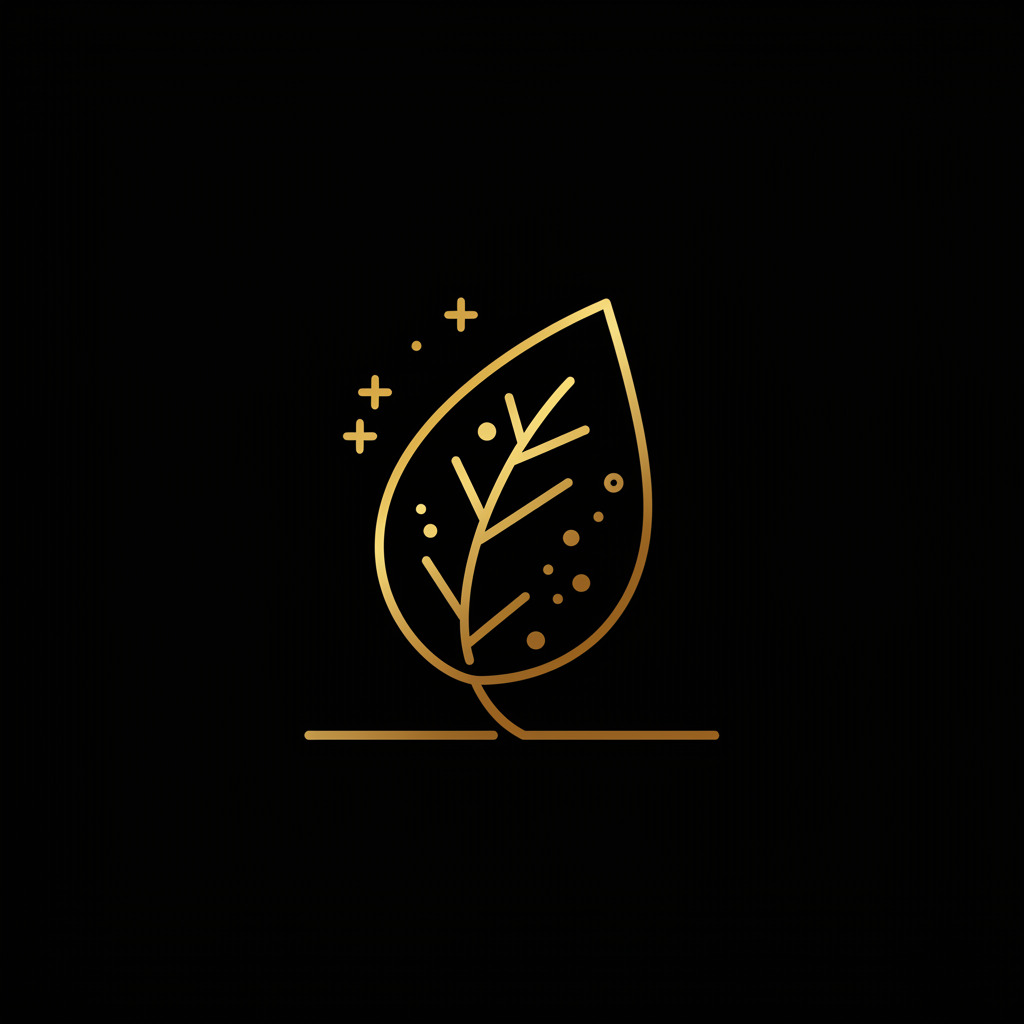 Gold leaf icon on a black background